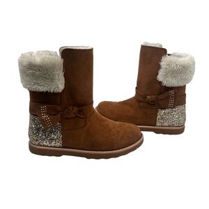 Magellan Outdoors Brown Glitter Faux Fur Boots Size 3 Big Girl
